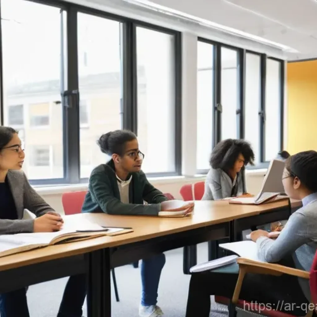 모듈식 교육과정의 피어 리뷰 - **Prompt 1: Collaborative Learning and Diverse Perspectives**
"A group of diverse university stu...