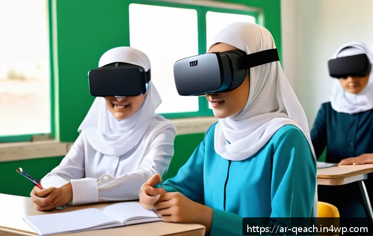 모듈식 교육과정의 질 관리 방안 - A modern classroom scene in an Arab school setting, featuring diverse Arab students aged around 15, ...