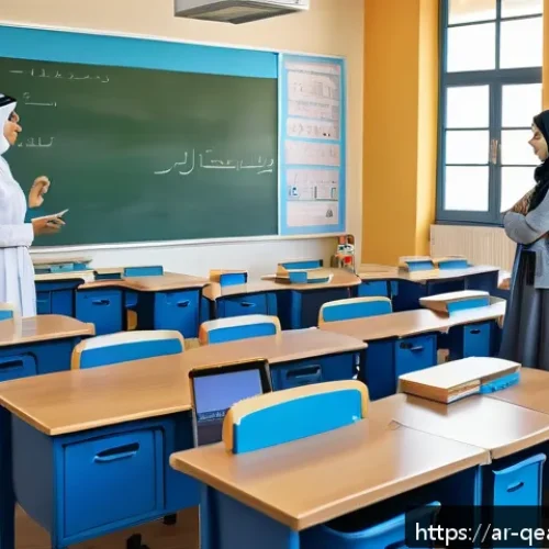 Home 17 모듈식 교육과정의 지속 가능한 관리 방안 - A modern classroom scene in an Arabic-speaking country featuring diverse students aged around 15, al...